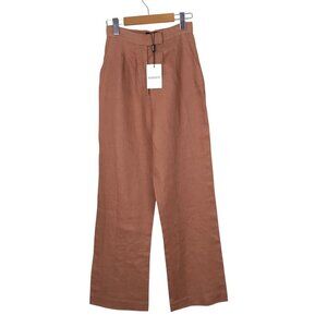NWT Bardot Lani Tuck Pant 100% Linen Terracotta XS (US 2)